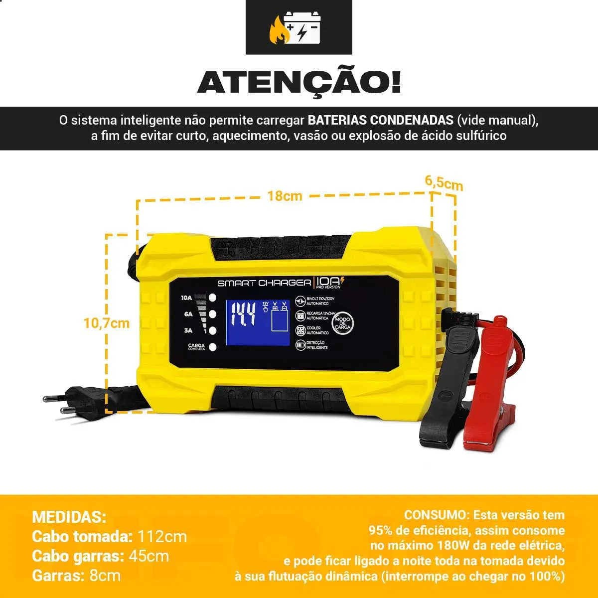 Carregador de Bateria Smart Charger 10A Pro — Casa Attract