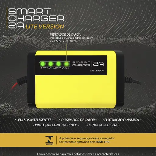 Carregador de Bateria Automotivo Smart Charger 2A Lite Version Inteligente - Bivolt - 12V