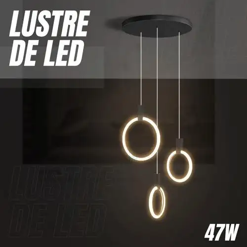 Luminária Lustre Pendente De Led P Escadaria Escada Anéis