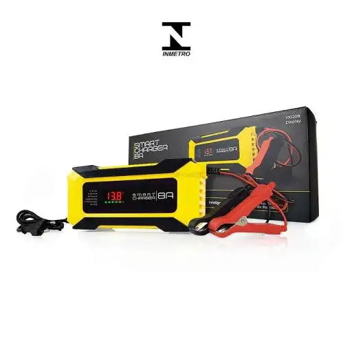 Carregador de Bateria Automotivo Smart Charger 8A Inteligente - Bivolt - 12V