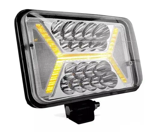 Farol LED Universal 4x6 Pol 96w Retangular Com Seta Laranja X - Und