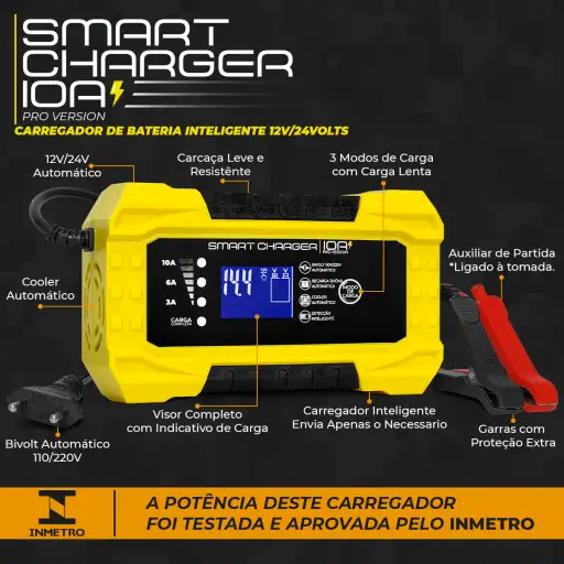 Carregador Smart Charger 10A PRO - Bivolt